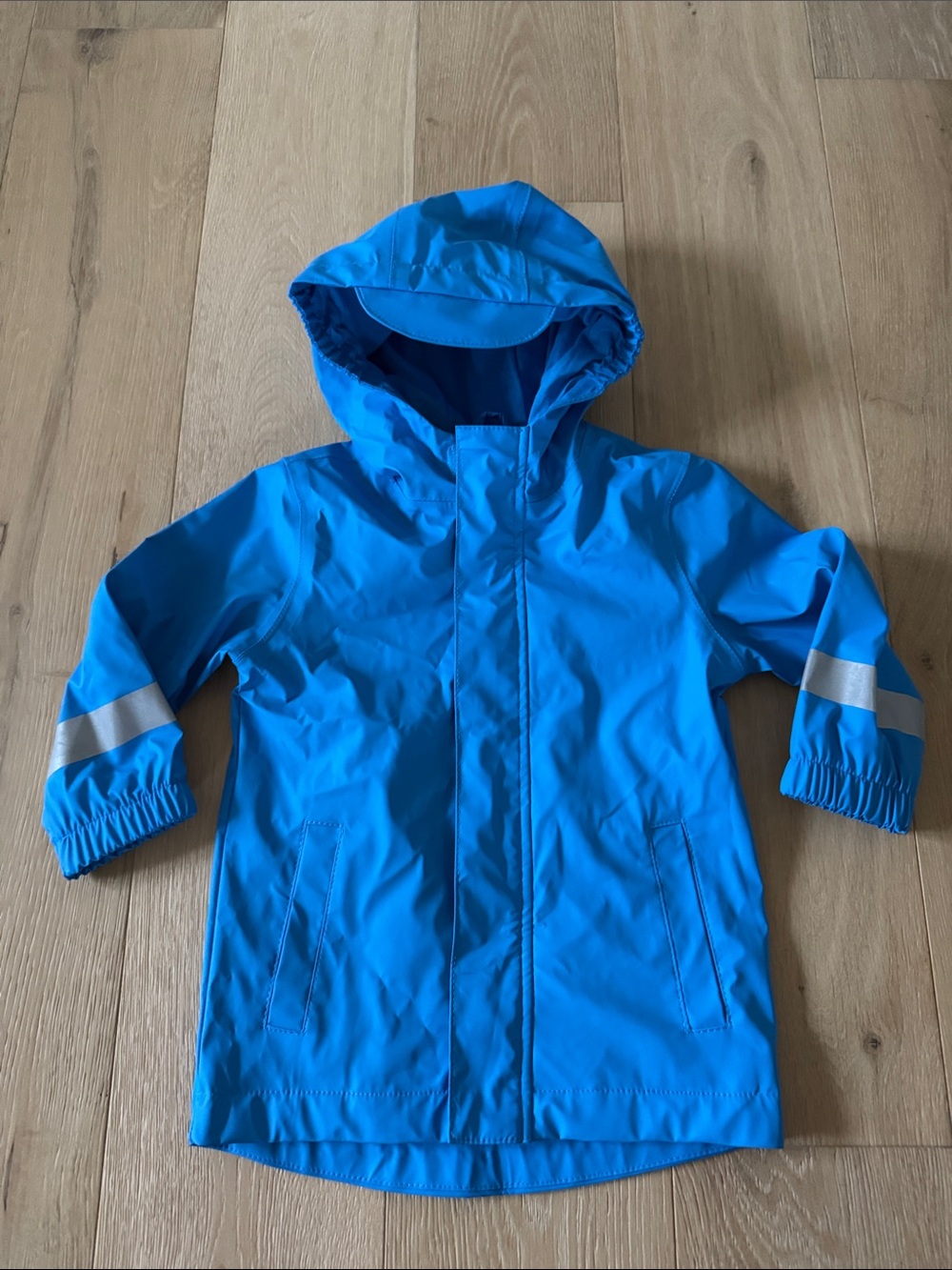 Cat & Jack Bright Blue Hooded Raincoat with Reflective Stripes